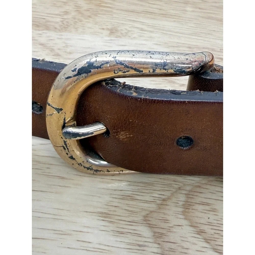 Cole Haan Men's Tan Leather Golfer imbedded Belt Size 36 Made In USA‎ #50